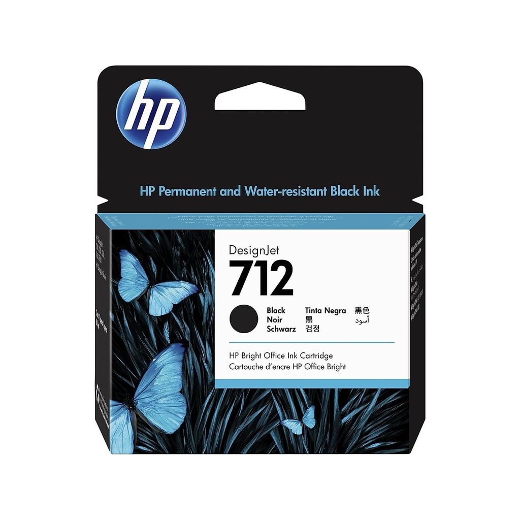 CARTUCHO HP 712 - 3ED71A - NEGRO - 80ML - PARA IMPRESORA DESIGNJET STUDIO / T210 / T230 / T250 / T630 / T650