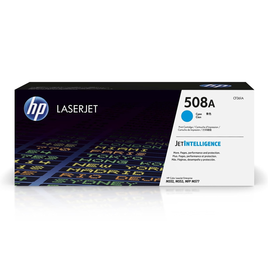TONER HP 508A - CF361A - CYAN - 5,000 PAGINAS - PARA IMPRESORA LASERJET M552/M553/M577