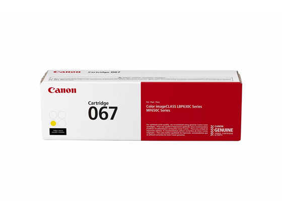 TONER CANON 067 AMARILLO, (RENDIMIENTO APROX. 1,300 PAG) COMPATIBLE CON LBP633CDW, LBP632CDW, MF653CDW, MF654CDW, MF656CDW  (5099C001AA)
