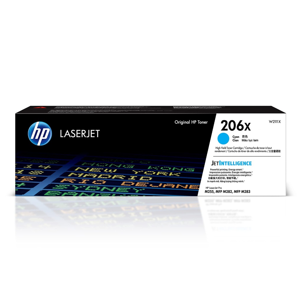 TONER HP 206X - W2111X - CYAN - ALTO RENDIMIENTO - 2,450 PAGINAS - PARA IMPRESORA COLOR LASERJET - M255DW - M255NW - M282FDW - M282NW - M283NW - M283FDW