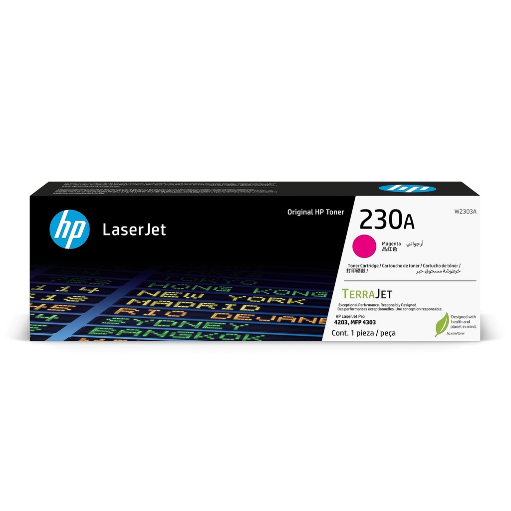 TONER HP - 230A - W2303A - MAGENTA - 1,800 PAGINAS - PARA IMPRESORA LASERJET 4201, 4202, 4203, 4301, 4302, 4303